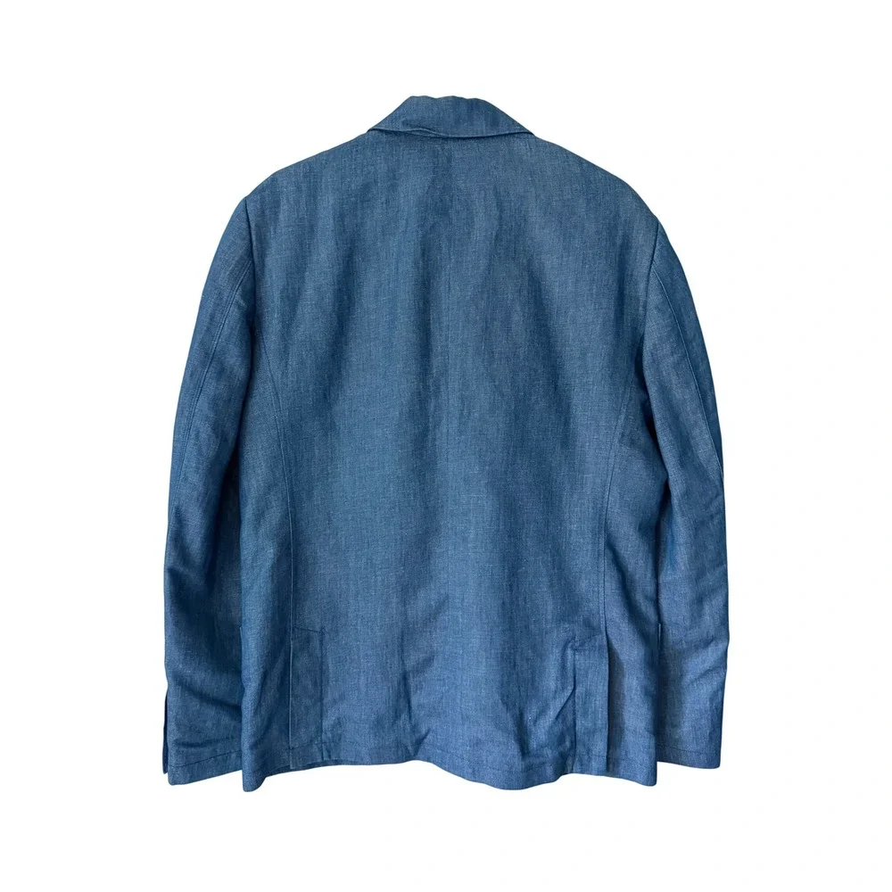 Timberland Men's Blazer Sport Coat Japanese Denim Linen Cotton Blue Large